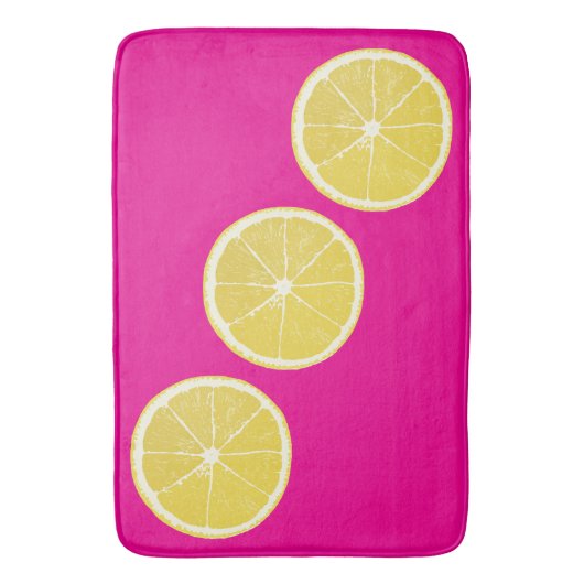 Bold Lemon Slice Pink Citrus Bath Mat Badematte (Vorderseite Vertikal)