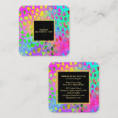 ** Bold Leopard AP93 Abstrakt Animal Gold Neon Quadratische Visitenkarte (Vorne/Hinten)