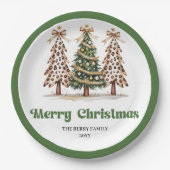 Bold Leopard Christmas Tree Editable Paper Plates Pappteller (Vorderseite)