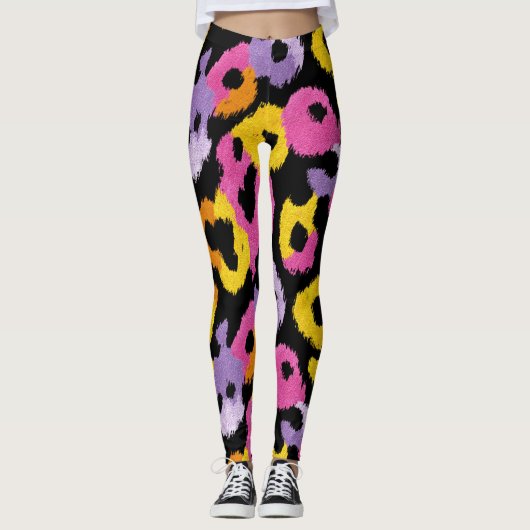 Bold Leopard Muster Retro Glam y2k Stilvoll Leggings (Vorderseite)