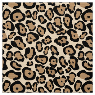 Bold Leopard Print Fabric Tan Black & Brown Stoff