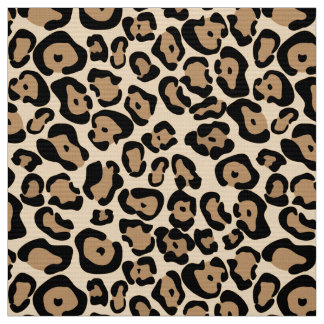 Bold Leopard Print Fabric Tan Black & Brown Stoff