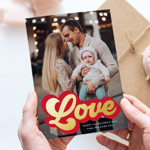 Bold Liebe Script Red and Gold Valentine's Day Folien Feiertagskarte