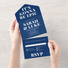 BOLD LIEBE Wedding Navy Blue - Es wird episch sein All In One Einladung
