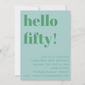 Bold Light Blue Niedlich Simple Modern 50. Geburts Einladung (Vorderseite)