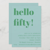 Bold Light Blue Niedlich Simple Modern 50. Geburts Einladung (Vorne/Hinten)