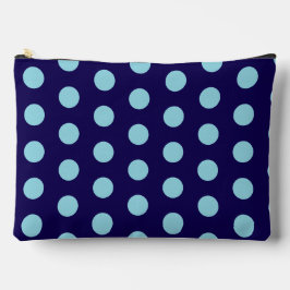Bold Light Blue Polka Dots on Navy Blue  Zubehörtasche