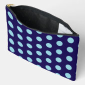 Bold Light Blue Polka Dots on Navy Blue  Zubehörtasche (Offen)