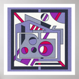 Bold Lila Pink Geometric Abstrakt Industrial Des Poster