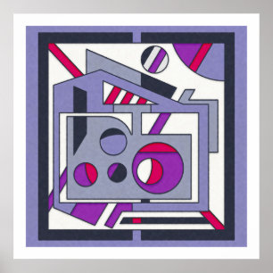 Bold Lila Pink Geometric Abstrakt Industrial Des Poster
