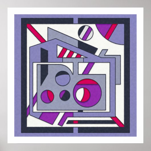 Bold Lila Pink Geometric Abstrakt Industrial Des Poster (Vorne)