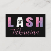 Bold Lilac Pink Lash Tech Design Black Background Visitenkarte (Vorderseite)