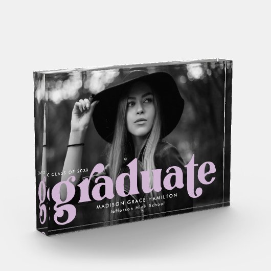 Bold Lilac Typografy Abschluss Fotoblock (Links)