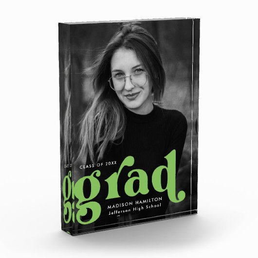 Bold Lime Green Typography Graduierung Fotoblock (Links)