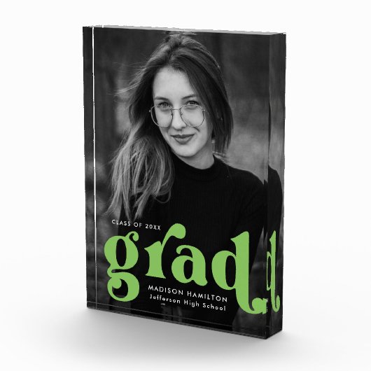 Bold Lime Green Typography Graduierung Fotoblock (Rechts)