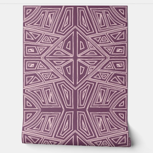 Bold Lines - Symmetrical Tile - Mauve and Beige Tapete (Abrollen)
