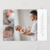 BOLD-LINIEN TEXT NAME Collage Foto Baby Birge Ankündigung (Rückseite)