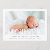 BOLD-LINIEN TEXT NAME Collage Foto Baby Birge Ankündigung (Vorderseite)