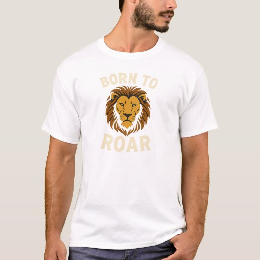 Bold Lion Head Graphic Motivation T-Shirt (Vorderseite)