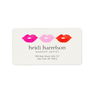 Bold Lips Trio Watercolor Makeup Artist Beauty Adressaufkleber