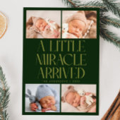 Bold Little Miracle Xmas Green Photo Birth Ankündigung