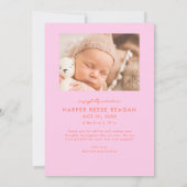 Bold Little Miracle Xmas Orange Pink Photo Birth Ankündigung (Rückseite)