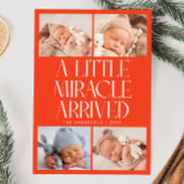 Bold Little Miracle Xmas Red Photo Birth Ankündigung