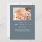 Bold Little Miracle Xmas Slate Blue Photo Birth Ankündigung (Rückseite)