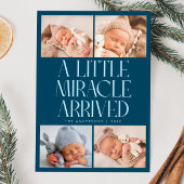 Bold Little Miracle Xmas Teal Photo Birth Ankündigung