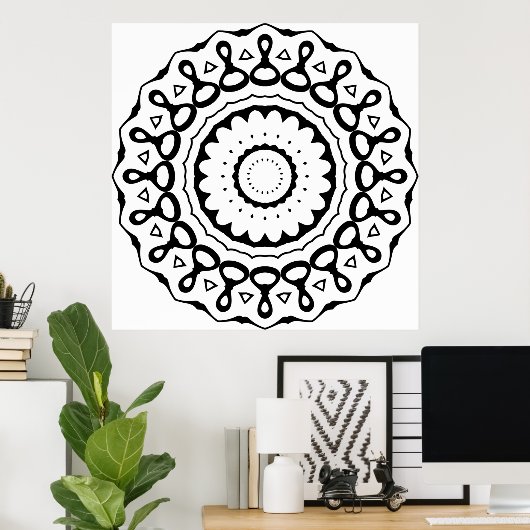 Bold Loop Motif Mandala with Scalloped Edges Poster (Heimbüro)