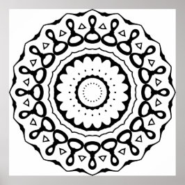Bold Loop Motif Mandala with Scalloped Edges Poster
