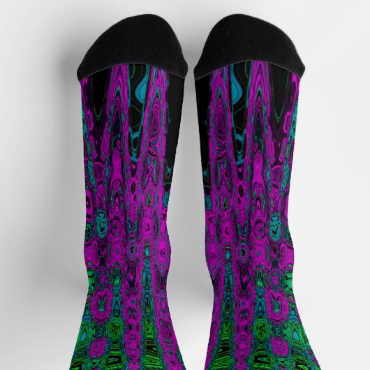 Bold Magenta Abstrakt Groovy Atomic Waves Socken (Oben)
