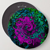 Bold Magenta Abstrakt Groovy Liquid Art Swirl Button (Vorne & Hinten)