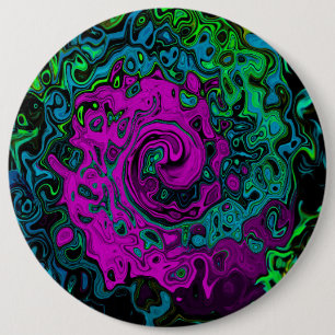Bold Magenta Abstrakt Groovy Liquid Art Swirl Button