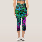 Bold Magenta Abstrakt Groovy Liquid Art Swirl Capri Leggings (Rückseite)