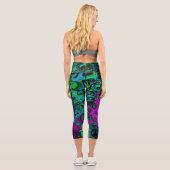Bold Magenta Abstrakt Groovy Liquid Art Swirl Capri Leggings (Rückseite)