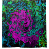 Bold Magenta Abstrakt Groovy Liquid Art Swirl Duschvorhang (Vorderseite)