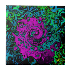 Bold Magenta Abstrakt Groovy Liquid Art Swirl Fliese