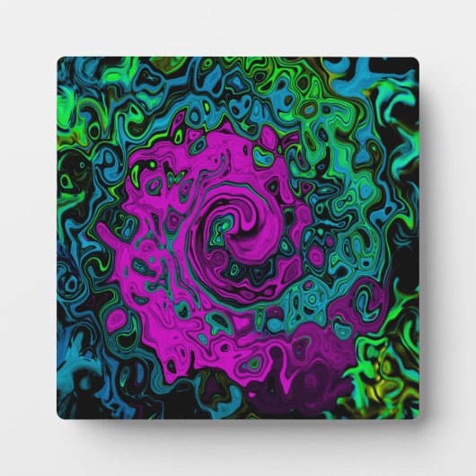 Bold, Magenta, Abstrakt, Groovy, Liquid Art, Swirl Fotoplatte (Vorderseite)