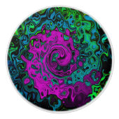 Bold Magenta Abstrakt Groovy Liquid Art Swirl Keramikknauf (Vorderseite)
