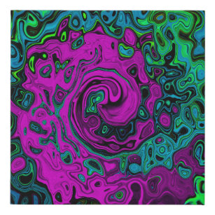 Bold Magenta Abstrakt Groovy Liquid Art Swirl Künstlicher Leinwanddruck