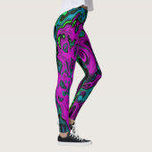 Bold Magenta Abstrakt Groovy Liquid Art Swirl Leggings (Rechts)