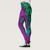 Bold Magenta Abstrakt Groovy Liquid Art Swirl Leggings (Links)