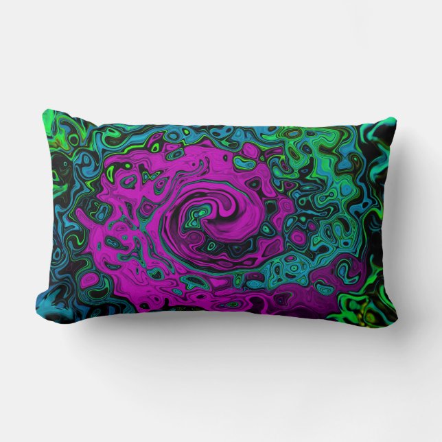 Bold Magenta Abstrakt Groovy Liquid Art Swirl Lendenkissen (Vorderseite)