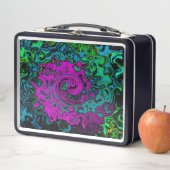 Bold Magenta Abstrakt Groovy Liquid Art Swirl Metall Brotdose (Beispiel)