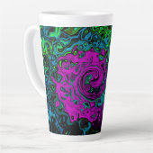 Bold Magenta Abstrakt Groovy Liquid Art Swirl Milchtasse (Linke Ecke)