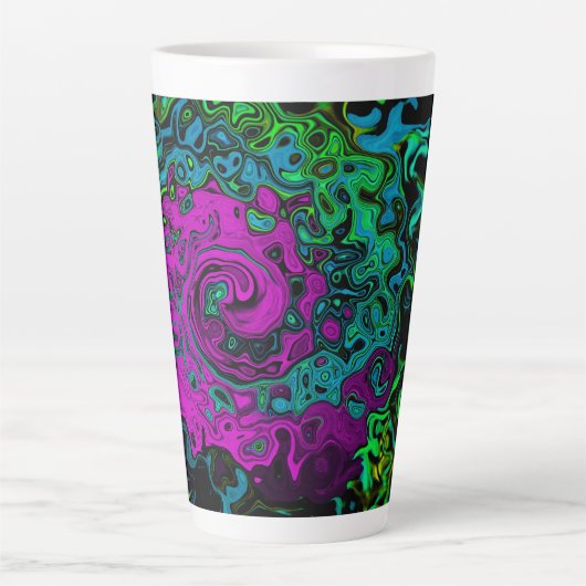 Bold Magenta Abstrakt Groovy Liquid Art Swirl Milchtasse (Vorderseite)