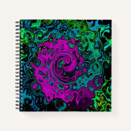 Bold, Magenta, Abstrakt, Groovy, Liquid Art, Swirl Notizblock (Vorderseite)