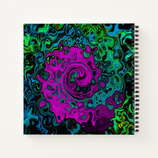Bold, Magenta, Abstrakt, Groovy, Liquid Art, Swirl Notizblock (Rückseite)