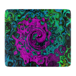 Bold Magenta Abstrakt Groovy Liquid Art Swirl Schneidebrett